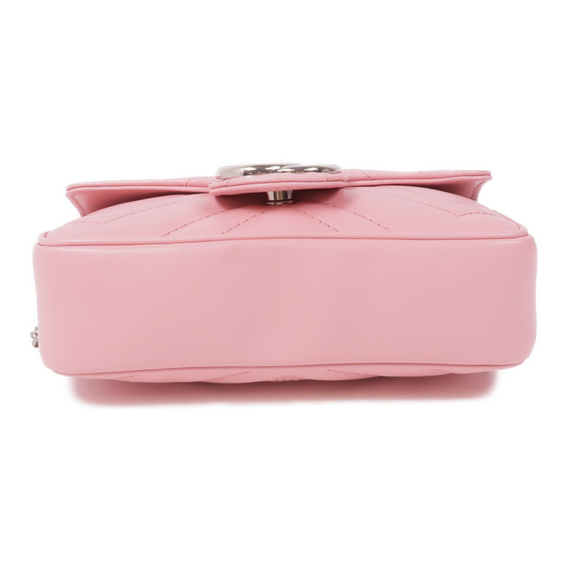 GUCCI 牛皮皮革Marmont Mini銀扣鏈帶肩背袋-3