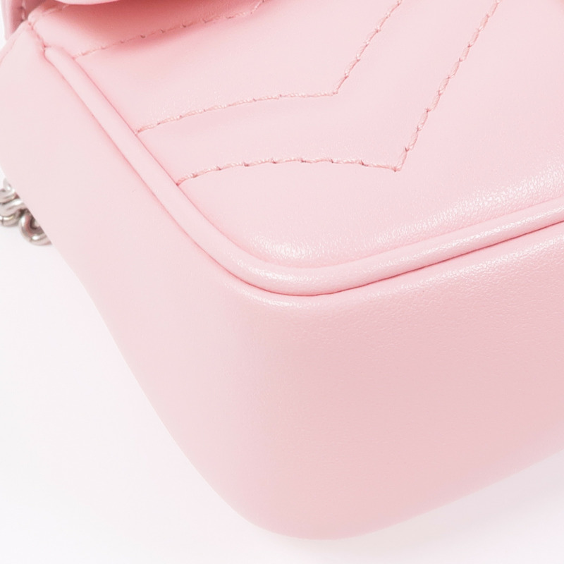GUCCI 牛皮皮革Marmont Mini銀扣鏈帶肩背袋-6