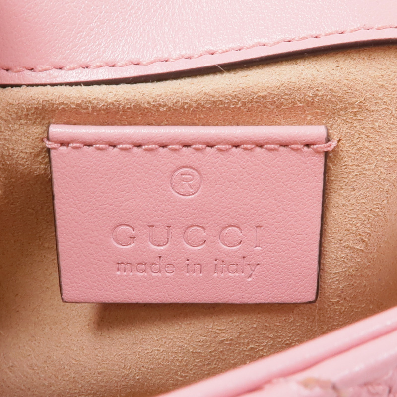 GUCCI 牛皮皮革Marmont Mini銀扣鏈帶肩背袋-11