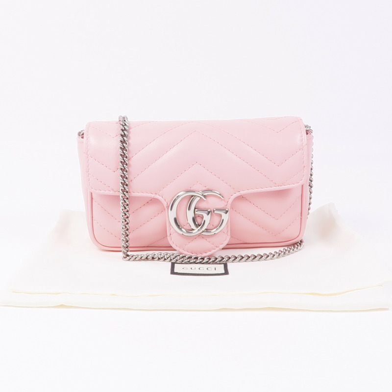 GUCCI 牛皮皮革Marmont Mini銀扣鏈帶肩背袋-13