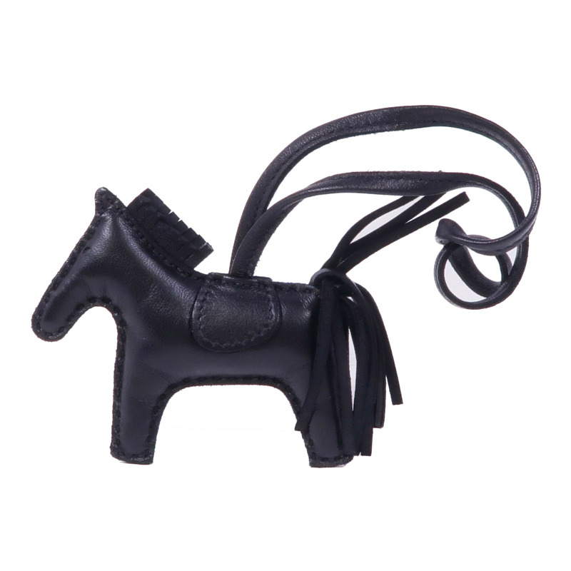 HERMES Milo皮革Rodeo PM掛飾Noir-0
