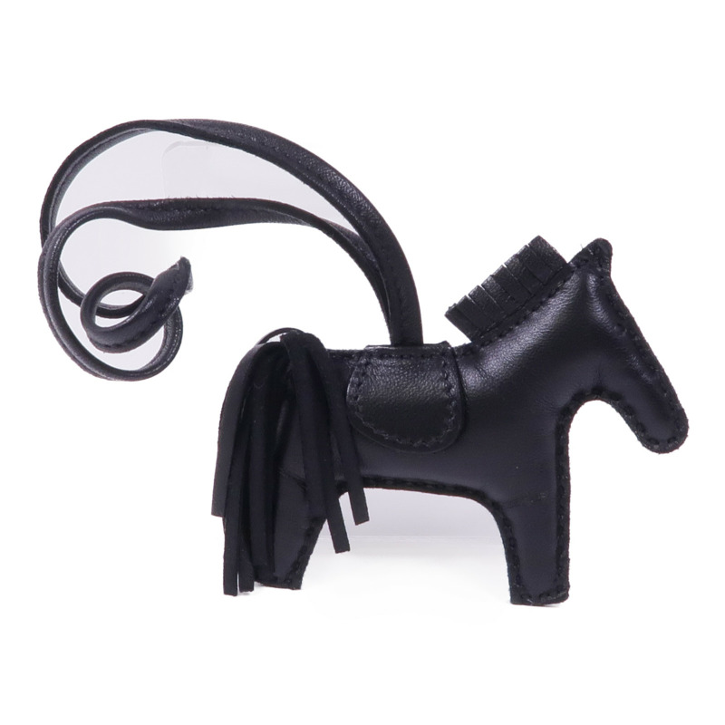 HERMES Milo皮革Rodeo PM掛飾Noir-1