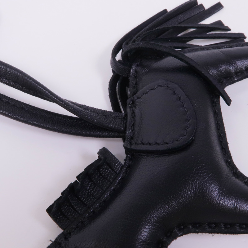 HERMES Milo皮革Rodeo PM掛飾Noir-3