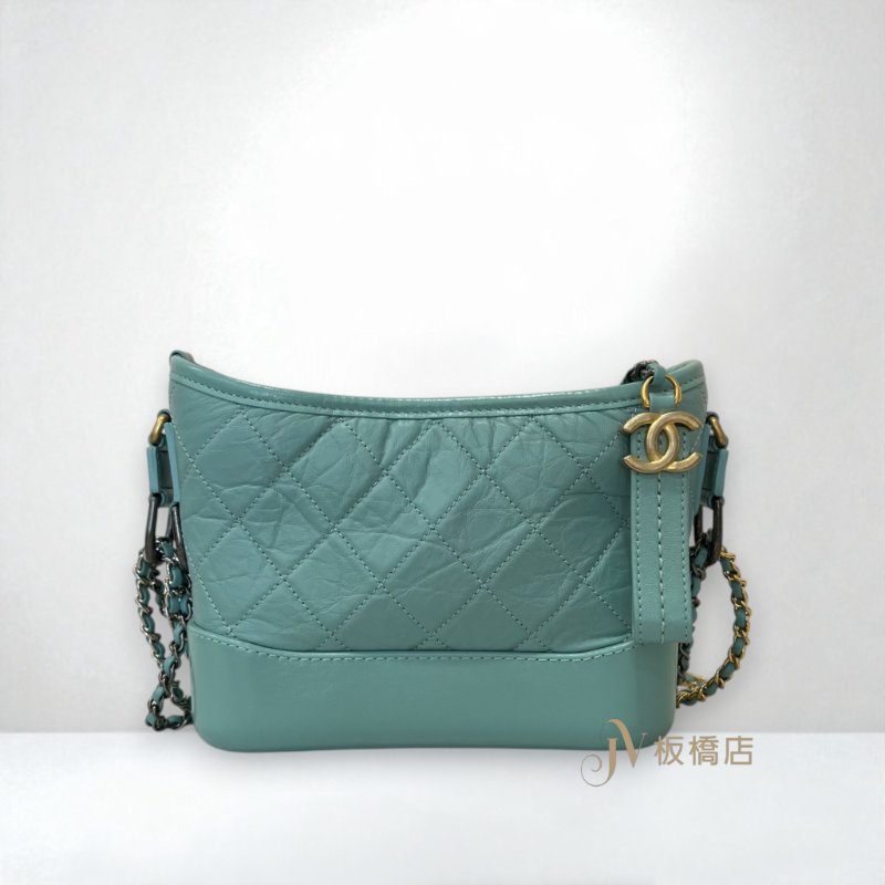 chanel 湖水藍揉製牛皮菱格小號流浪包A91810-0