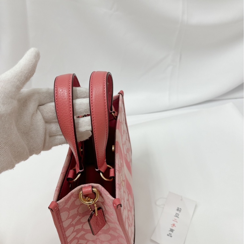 莉亞精品♡Coach粉色小托特包 二手美包-11
