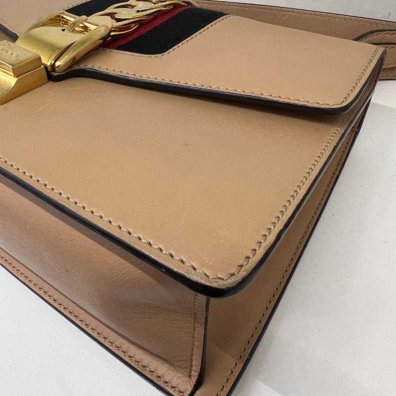 Gucci奶茶色牛皮塞爾維亞中號 肩背包 斜背包-7