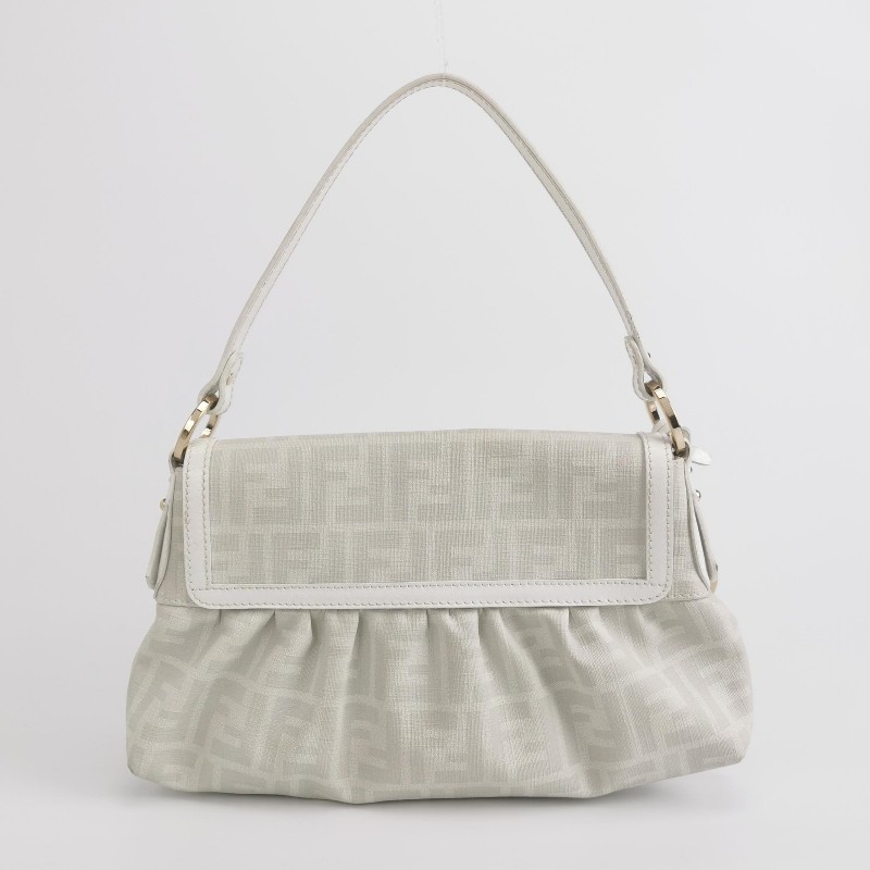 Fendi 芬迪 白色印花 帆布 餃子包 肩背包-0