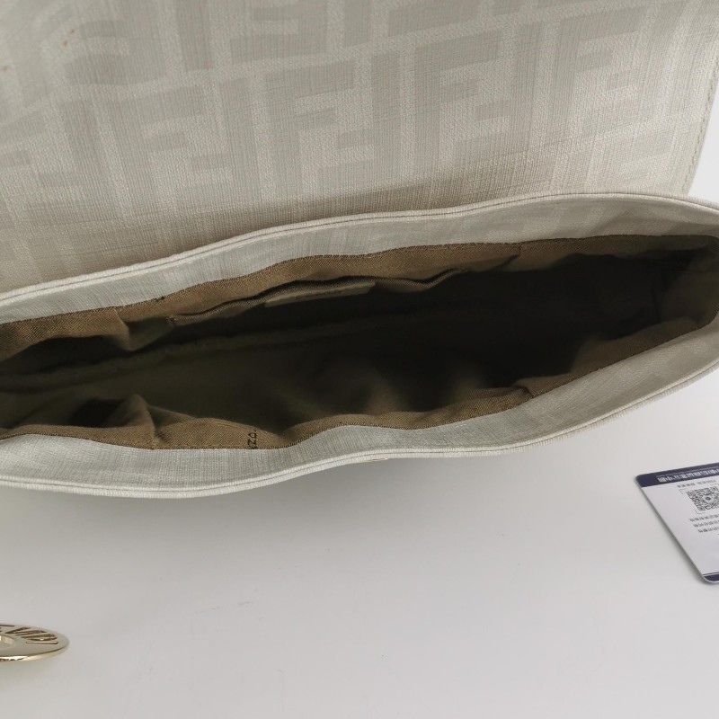 Fendi 芬迪 白色印花 帆布 餃子包 肩背包-2