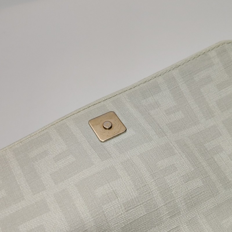 Fendi 芬迪 白色印花 帆布 餃子包 肩背包-6