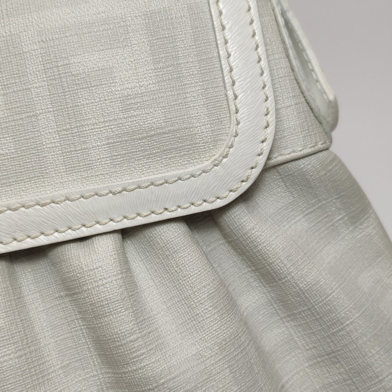 Fendi 芬迪 白色印花 帆布 餃子包 肩背包-8
