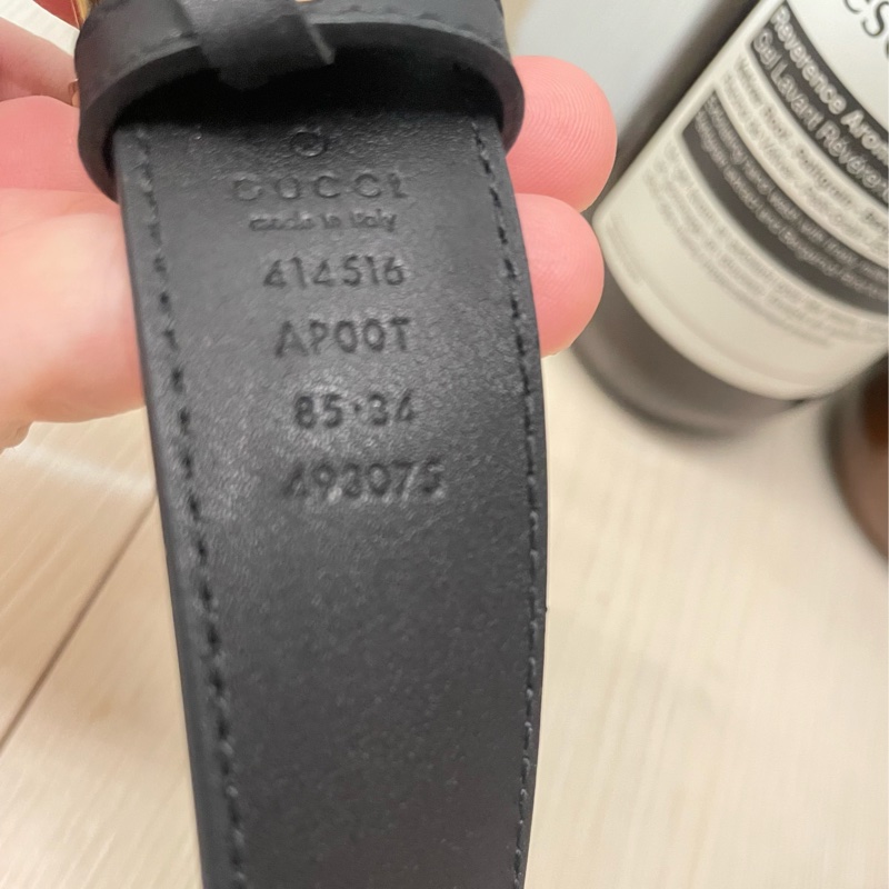 二手 Gucci 古馳 復古仿舊金色皮帶 85cm-3