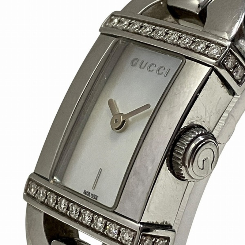 Gucci 6800L 女士石英手鐲錶,配鑽石錶圈-3