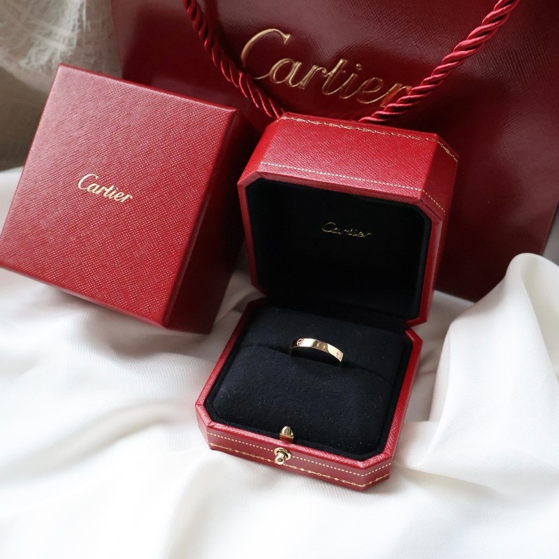 Cartier卡地亞18k黃金love窄版戒指,尺碼60號-1