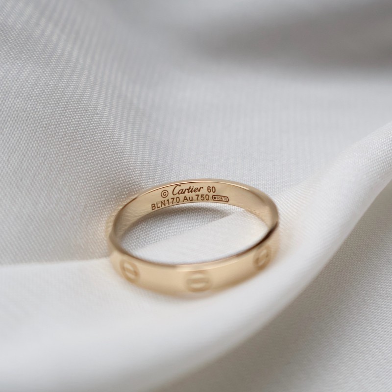 Cartier卡地亞18k黃金love窄版戒指,尺碼60號-3