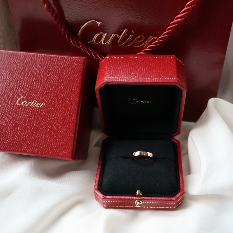 Cartier卡地亞18k玫瑰金love窄版戒指,尺碼55號-0
