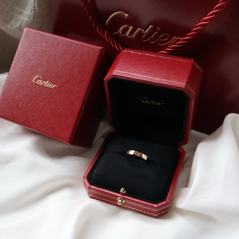 Cartier卡地亞18k玫瑰金love窄版戒指,尺碼55號-1