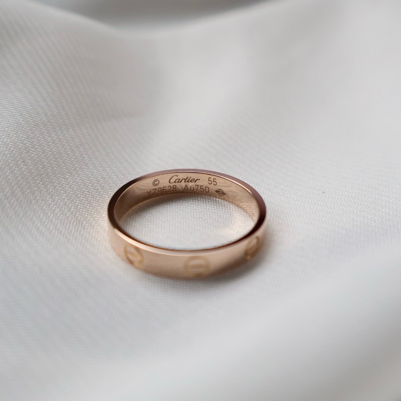 Cartier卡地亞18k玫瑰金love窄版戒指,尺碼55號-3