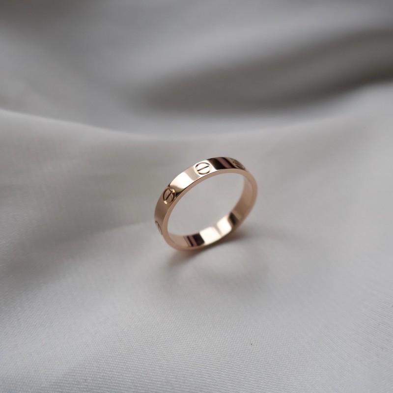 Cartier卡地亞18k玫瑰金love窄版戒指,尺碼55號-4