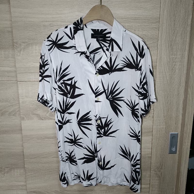 Allsaints 米白 夏威夷襯衫 古巴領 開領 襯衫 男S-0