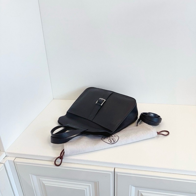 Hermes 愛馬仕 Halzan31 哈喇子 黑銀 C刻 肩背包 手提包-5