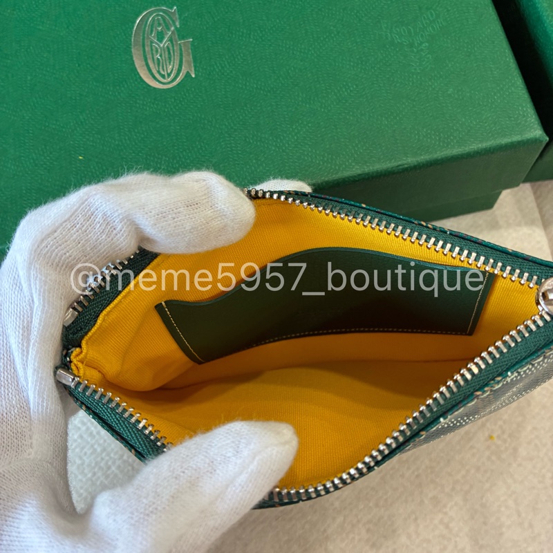 Goyard Sénat Mini 一字拉鏈手拿包 灰色/綠色 全新-3