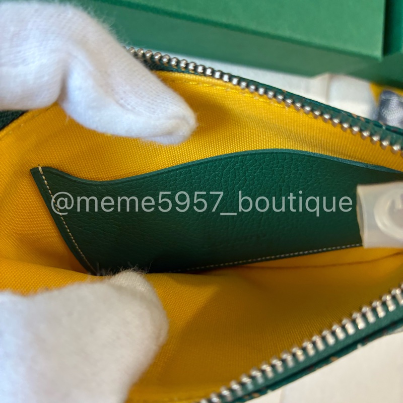 Goyard Sénat Mini 一字拉鏈手拿包 灰色/綠色 全新-4