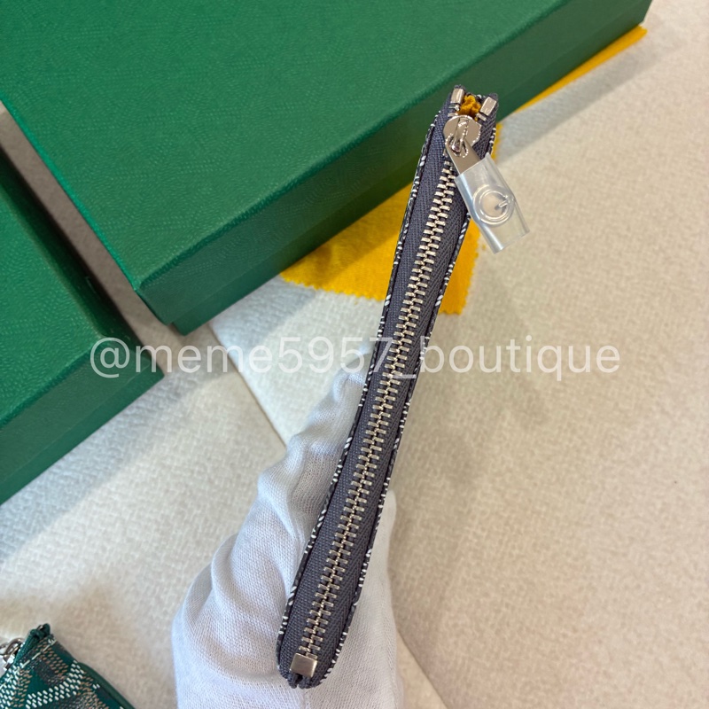 Goyard Sénat Mini 一字拉鏈手拿包 灰色/綠色 全新-5