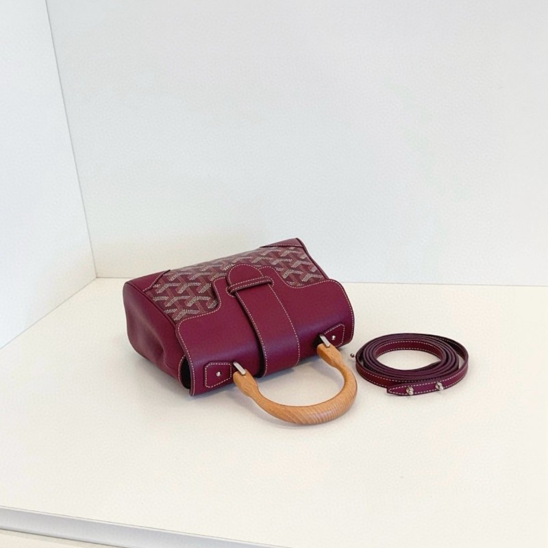 Goyard戈雅 mini saigon木柄西貢包 車厘子色 肩背包 手提包 秋冬最佳搭配！-5