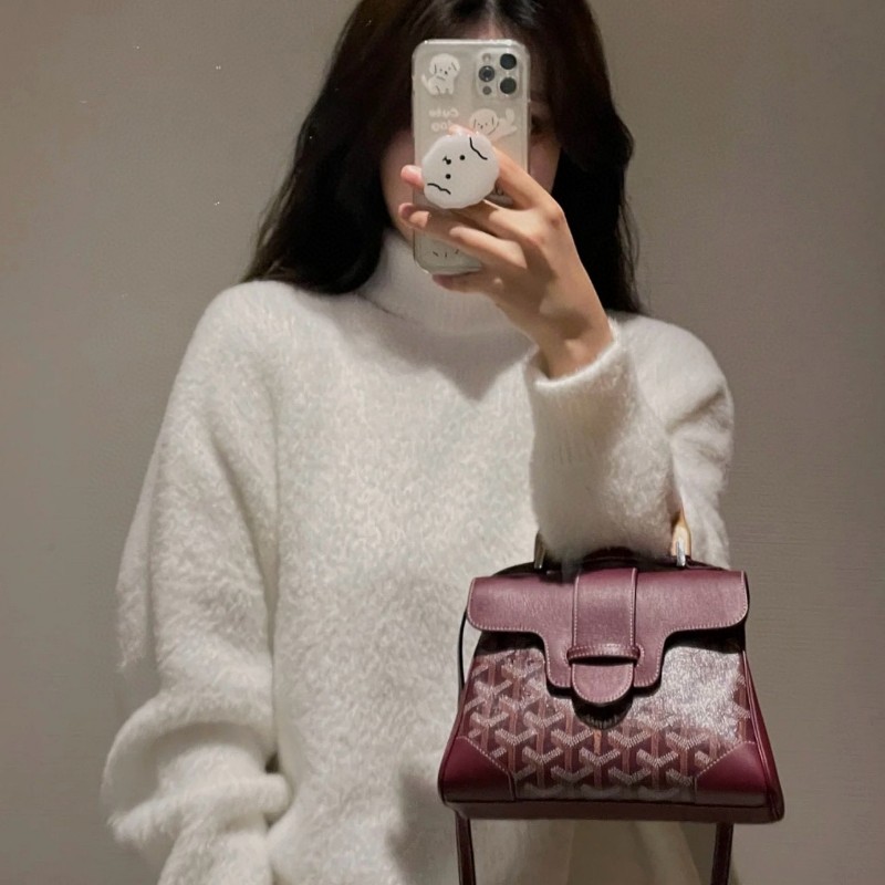 Goyard戈雅 mini saigon木柄西貢包 車厘子色 肩背包 手提包 秋冬最佳搭配！-8