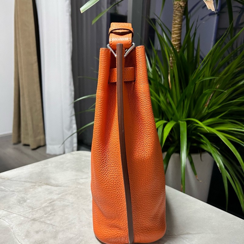 Hermes愛馬仕 soKelly22愛馬仕橙銀扣 Togo皮 框O刻-3