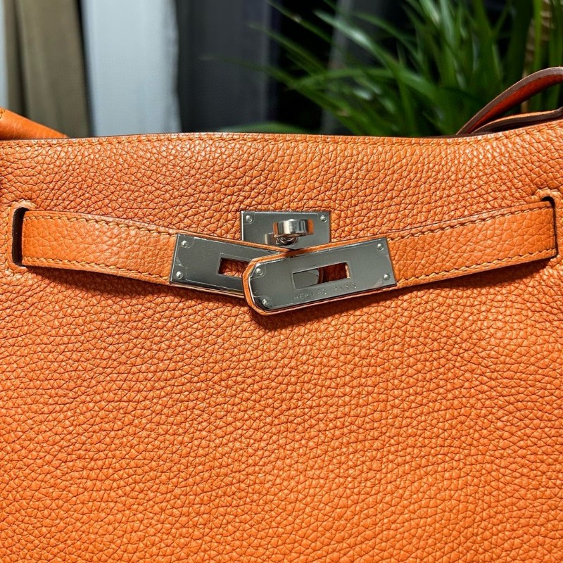 Hermes愛馬仕 soKelly22愛馬仕橙銀扣 Togo皮 框O刻-5