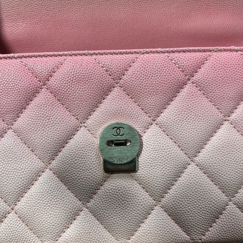 CHANEL香奈兒 24C早春度假系列 粉色漸變荔枝紋大mini 晶片款-17