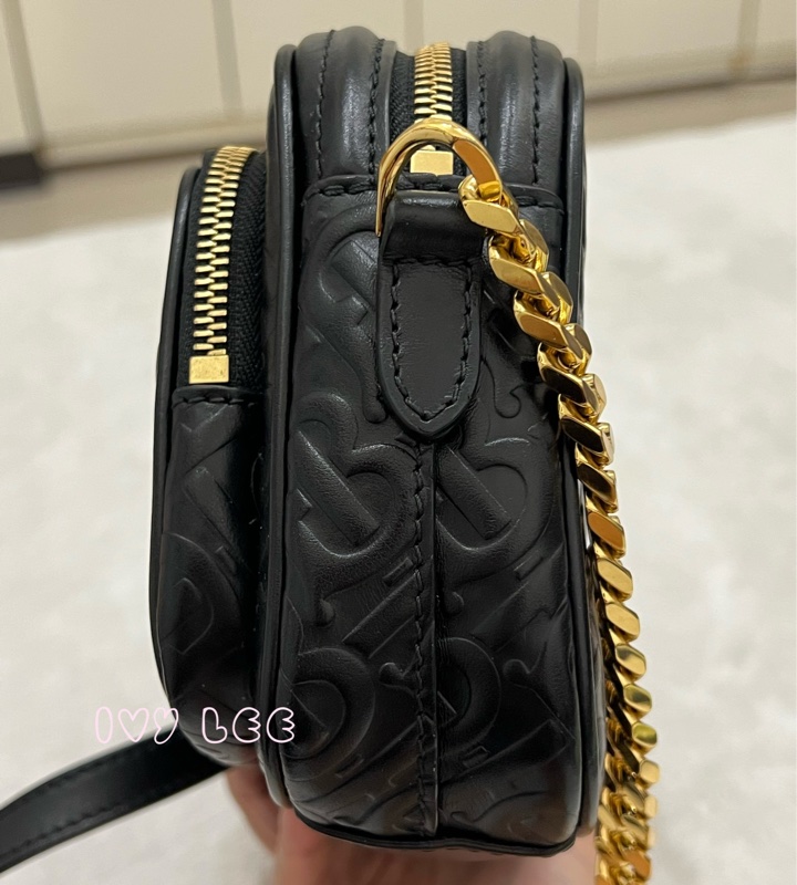 BURBERRY 8015241 Tb 包 Monogram 金鏈條 相機包 肩背包 皮革 經典黑 正品 二手精品-3