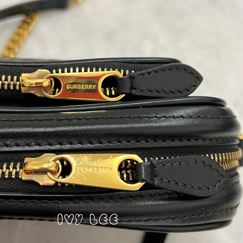 BURBERRY 8015241 Tb 包 Monogram 金鏈條 相機包 肩背包 皮革 經典黑 正品 二手精品-4