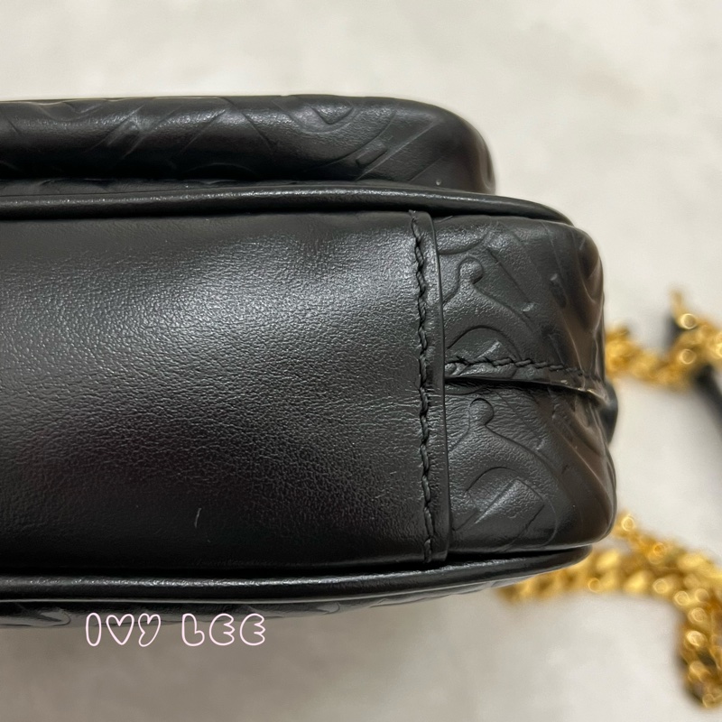 BURBERRY 8015241 Tb 包 Monogram 金鏈條 相機包 肩背包 皮革 經典黑 正品 二手精品-28