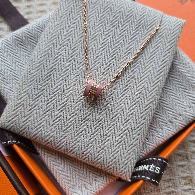 全新 HERMÈS 愛馬仕 Mini Pop H Rocabar 玫瑰金項鍊 Beauté 🩷 粉拼色-2