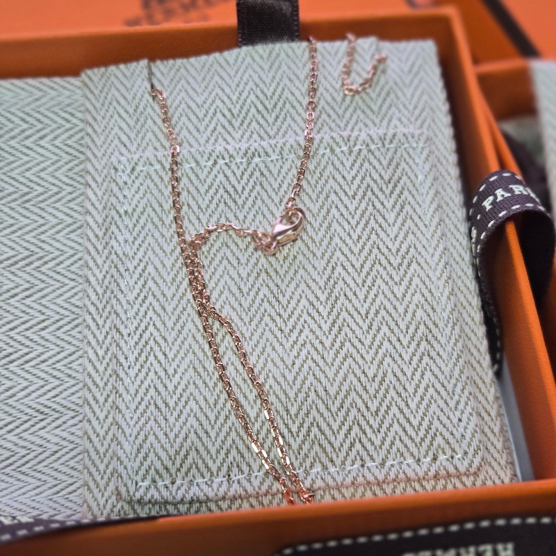全新 HERMÈS 愛馬仕 Mini Pop H Rocabar 玫瑰金項鍊 Beauté 🩷 粉拼色-3