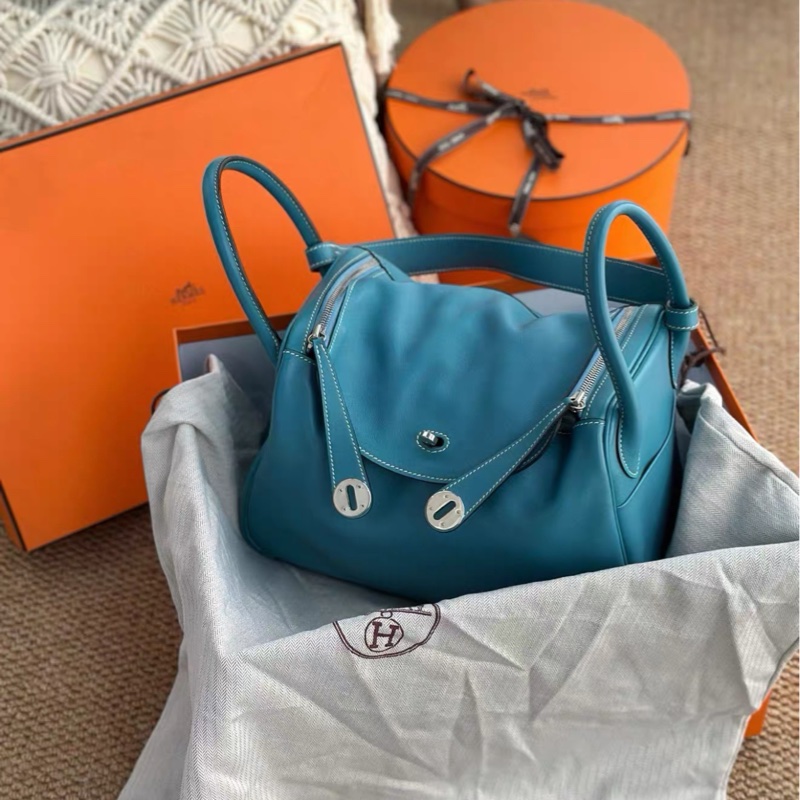 Hermes Lindy30 牛仔藍銀扣-0