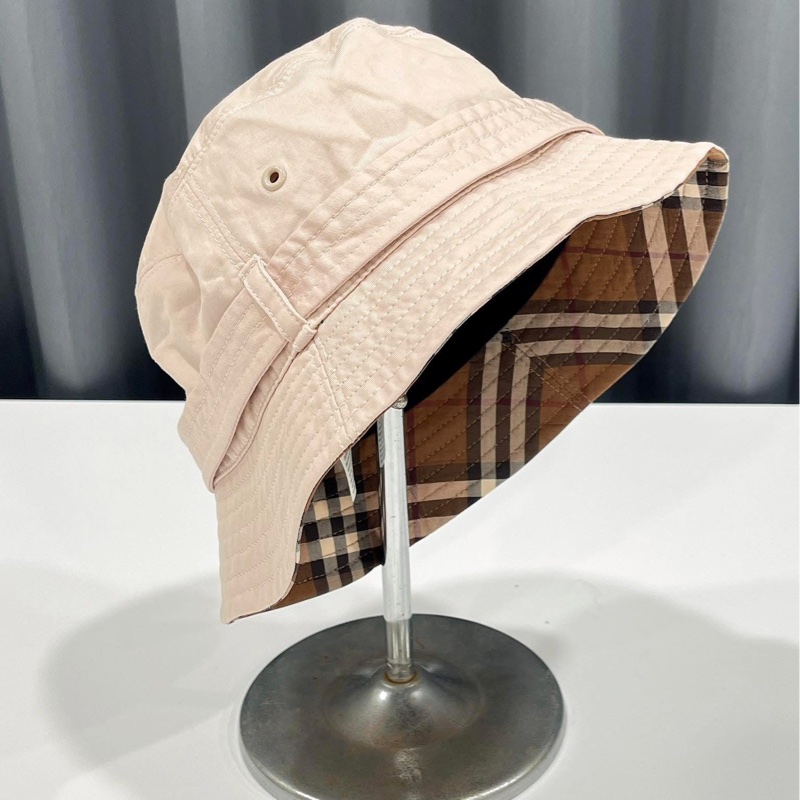 Burberry 新標 格紋 粉色漁夫帽-0
