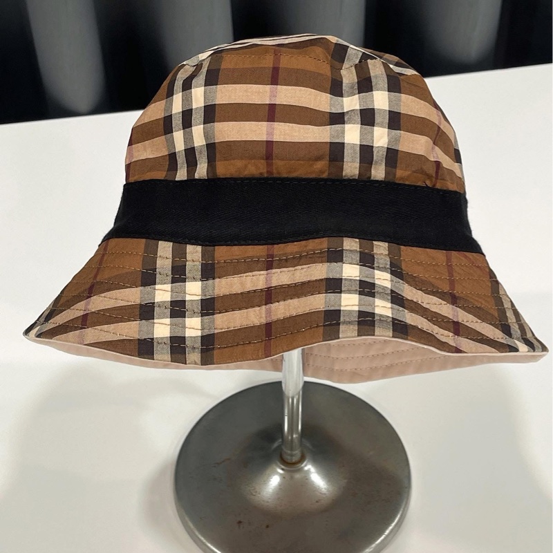 Burberry 新標 格紋 粉色漁夫帽-6