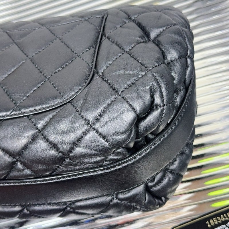 Chanel 香奈兒 黑銀泡芙鏈條包翻蓋 肩背包 18開-8