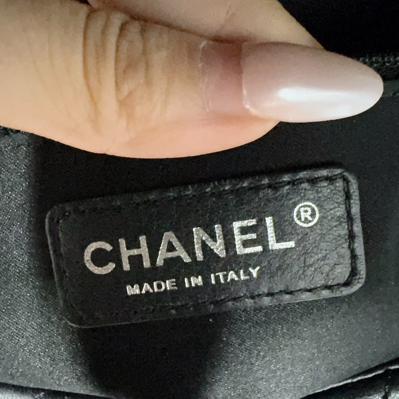 Chanel 香奈兒 黑銀泡芙鏈條包翻蓋 肩背包 18開-12