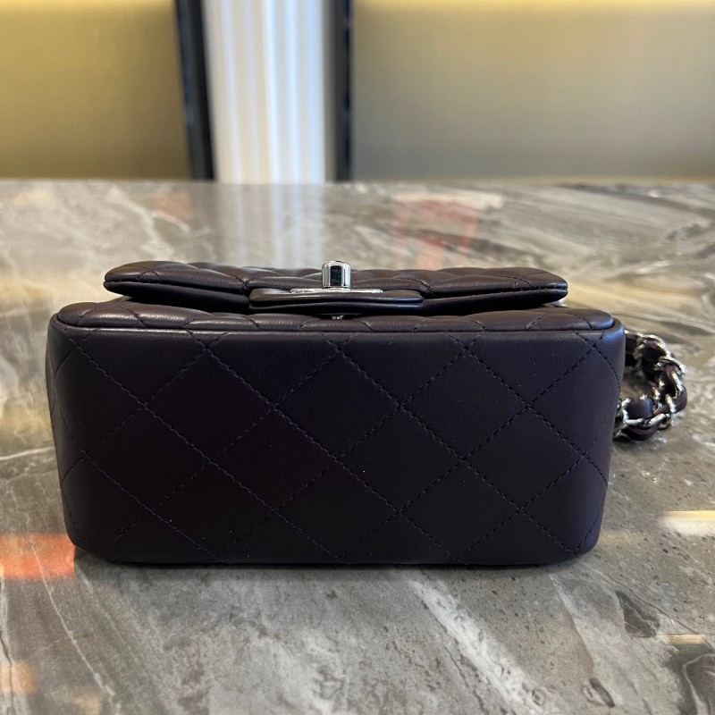 CHANEL香奈兒 Classic Flap CF 菱格方胖子 小羊皮 紫葡萄 30開-4