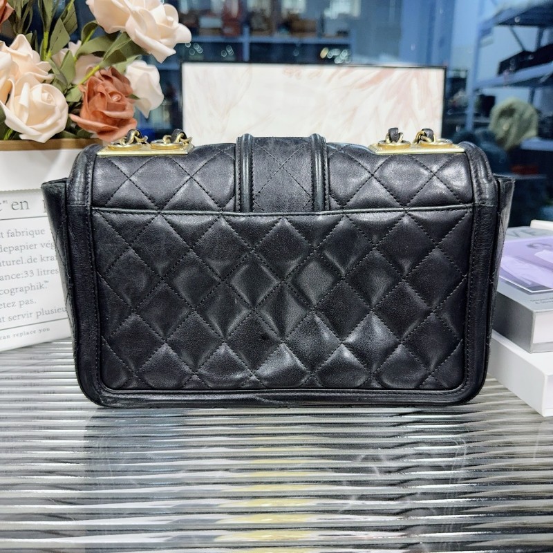 CHANEL香奈儿Elegant CC黑金 金扣cf中號口蓋包鏈條斜挎包-1