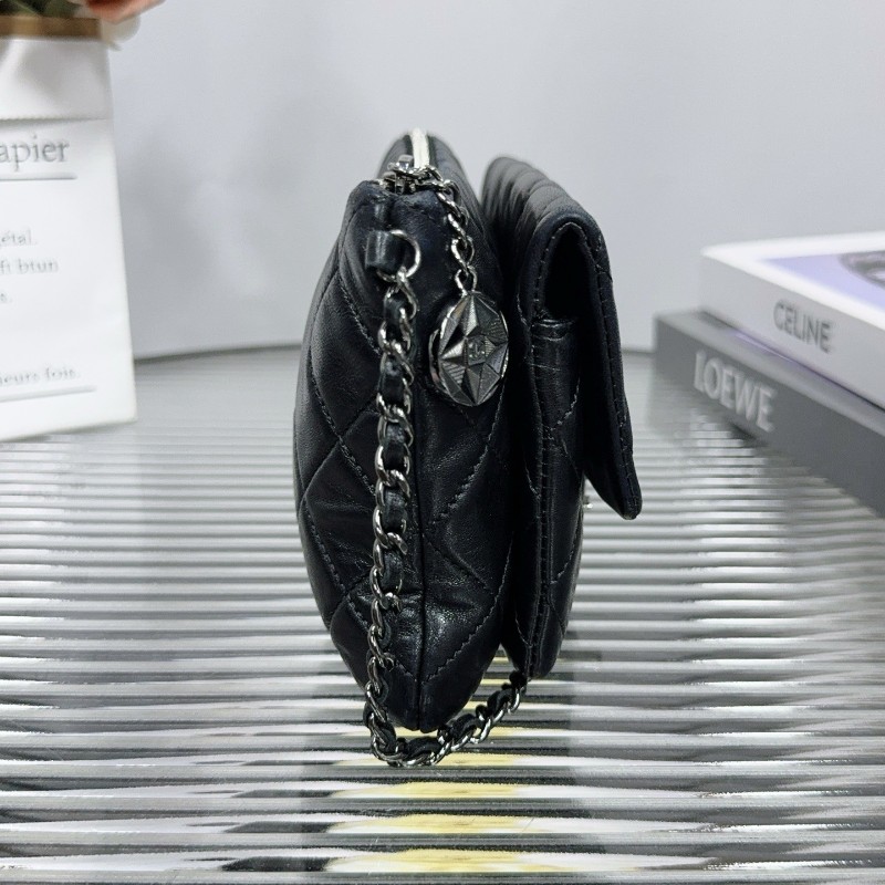 Chanel香奈兒黑銀羊皮Mineral Night礦石之夜鏈條手拿包 2012年秋冬系列 17開-2