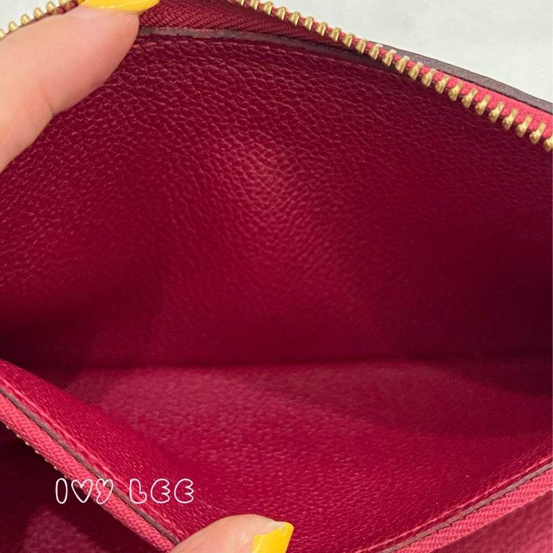 LOUIS VUITTON 路易威登 紅色牛皮 壓花 拉鍊 長夾 M60488 正品 二手精品-3