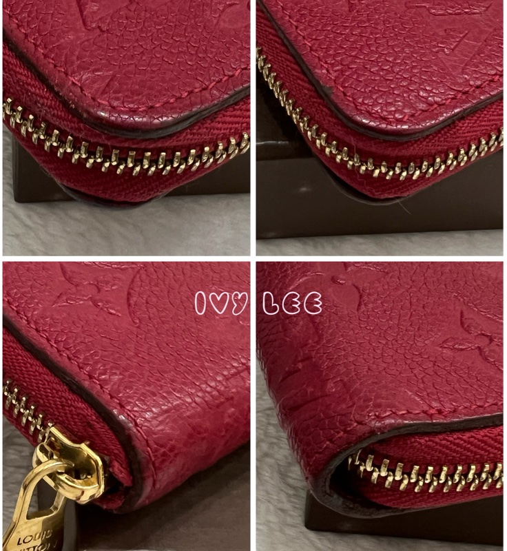 LOUIS VUITTON 路易威登 紅色牛皮 壓花 拉鍊 長夾 M60488 正品 二手精品-8