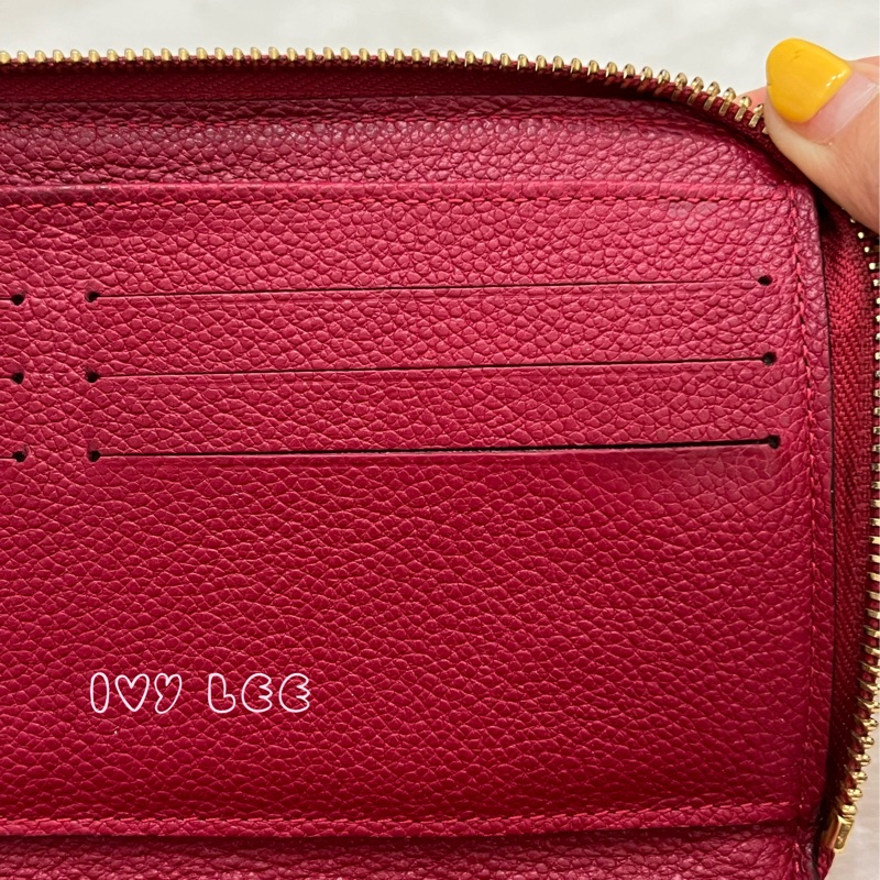 LOUIS VUITTON 路易威登 紅色牛皮 壓花 拉鍊 長夾 M60488 正品 二手精品-13