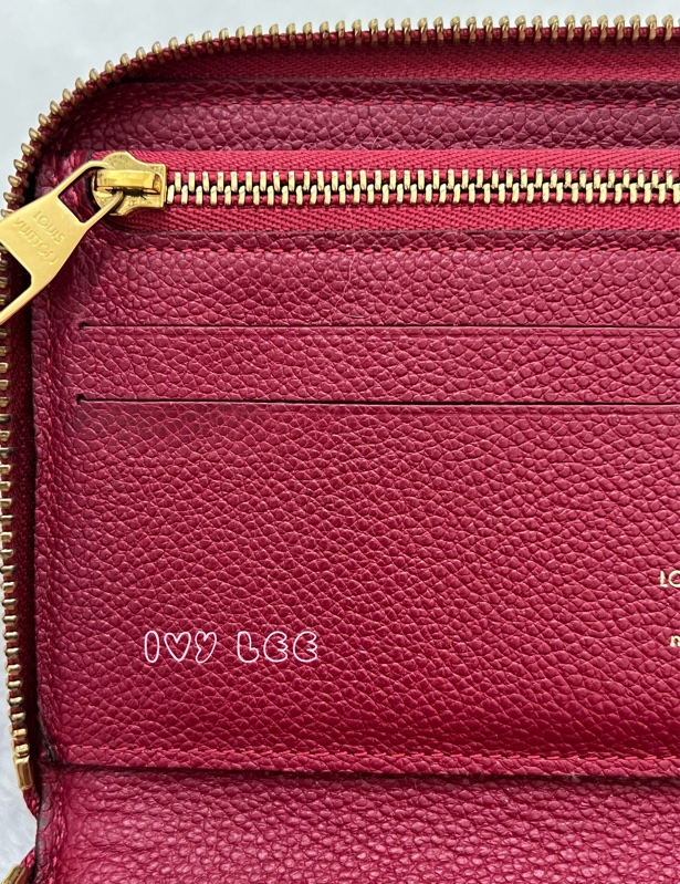 LOUIS VUITTON 路易威登 紅色牛皮 壓花 拉鍊 長夾 M60488 正品 二手精品-15