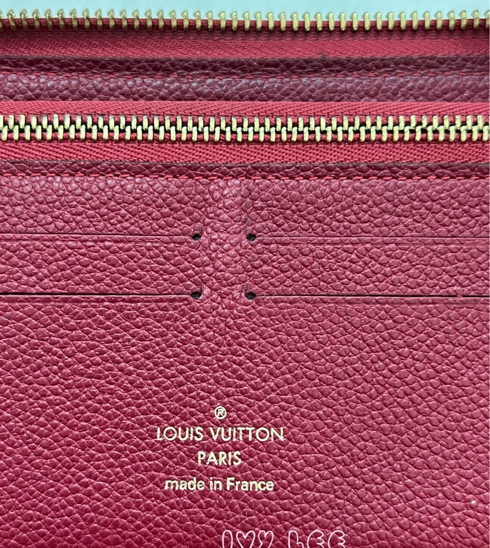 LOUIS VUITTON 路易威登 紅色牛皮 壓花 拉鍊 長夾 M60488 正品 二手精品-17